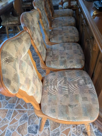 ✨Комплект от 5 масивни дървени столове (дърворезба)✨, снимка 8 - Столове - 50596043