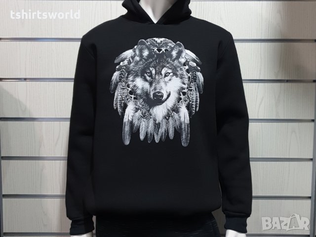 Нов мъжки суичър с дигитален печат Вълк - капан за сънища