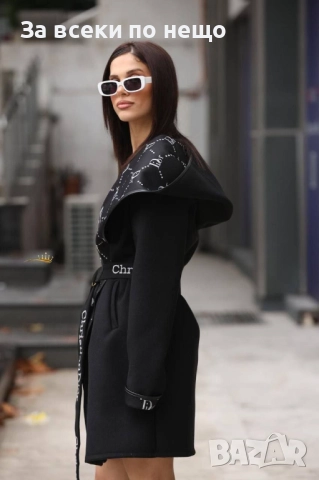 Christian Dior Дамско Черно Палто С Качулка Код E1119, снимка 2 - Палта, манта - 52658226