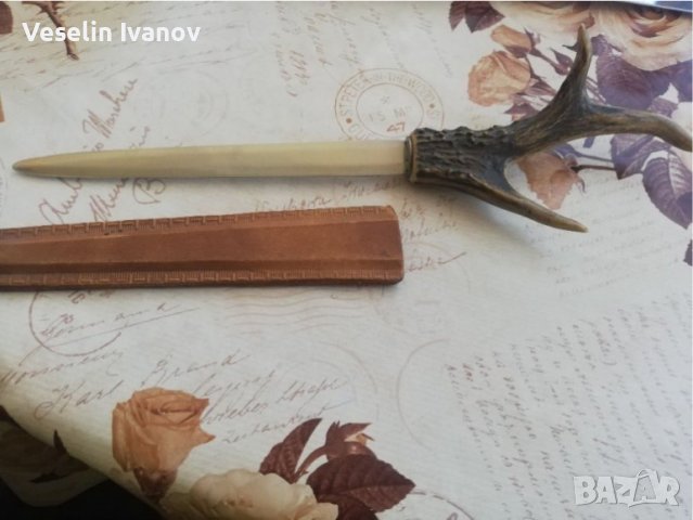Нож за писма с еленов рог, снимка 2 - Ножове - 36737715