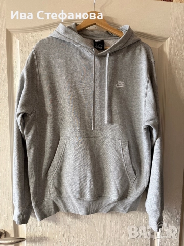 Нов оригинален памучен памук дамски суичър сив ватиран 100 % оригинален марков Nike nike Найк 