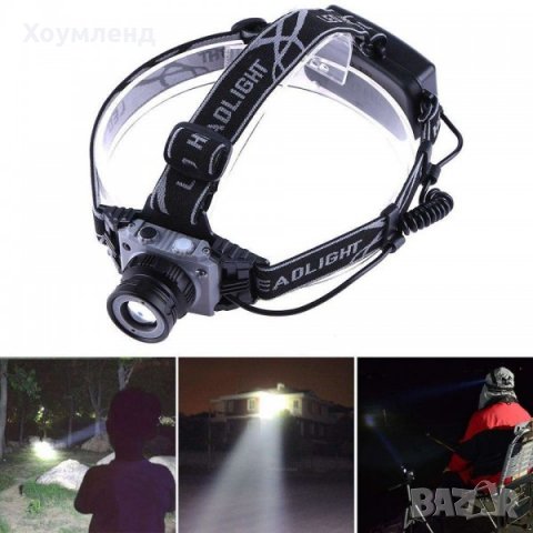  Мощен LED челник с акумулаторна батерия 1760mAh, регулируем фокус - устойчив на удари и вода, снимка 1