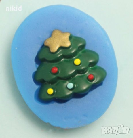 Мъничка Елха овал силиконов молд за украса декор торта фондан шоколад