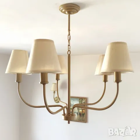 Класически полилей/винтидж, шаби шик, рустик, прованс тип свещ с 5 рамена, с/без /текстилни абажури , снимка 8 - Полилеи - 47675655