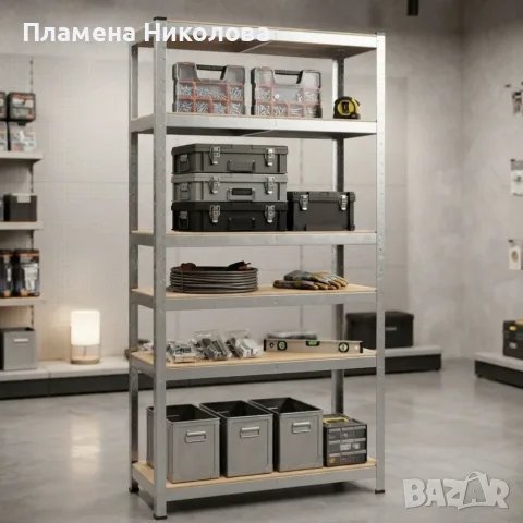 Метален стелаж с 5 рафта – 875 кг товароносимост, 180 × 90 × 30 см, сребрист