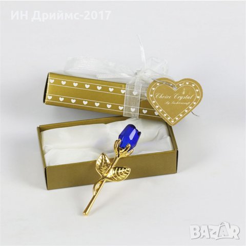 Кристална позлатена  роза в луксозна подаръчна кутия, снимка 5 - Подаръци за жени - 36733935