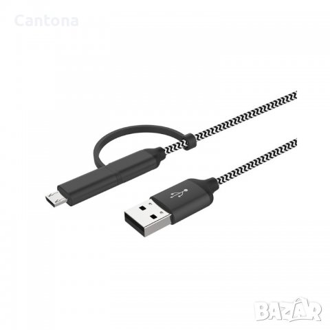 2 in 1 USB Type-C Cable + Micro USB Cable 150 см - червен, снимка 3 - USB кабели - 37609514