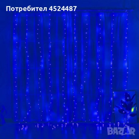 Коледни лампички с 300Led лампи 3 метра на 3 метра ,коледна завеса с дистанционно., снимка 3 - Декорация за дома - 52432118