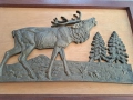 масивно бронзово пано за стена с ловен мотив елен, снимка 3