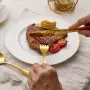 Комплект прибори 20 части за 4 човека неръждаема стомана дизайн раковина огледално полирани – Златен, снимка 4