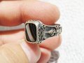 стар красив  мъжки сребърен пръстен, османски пръстен с голям  камък и  тугра,тура,  турски пръстен , снимка 4