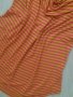 Удължена блуза с гръцко деколте в розово/оранжево райе, снимка 2