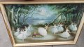 Винтидж картина, щампа, принт на Карлота Едуардс Балетна сцена Лебедово езеро. 