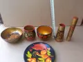 Рисувани дървени съдове ХОХЛОМА - 6 броя , Русия , СССР, снимка 3