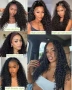 Нова Полуперука естествена коса Kinky Curly 14 инча за жени прическа , снимка 6