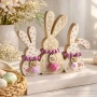 Великденска настолна декорация с 3 зайчета на точки и надпис „Happy Easter", 15×2×15см_1233626, снимка 1