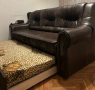 Кафяв кожен диван, снимка 2