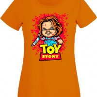 Дамска Тениска Toy Story Chucky Изненада,Повод,Подарък,Празник, снимка 4 - Тениски - 37639266