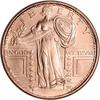 1 oz Golden State Mint Standing Liberty 999 Fine Copper Round, снимка 1 - Нумизматика и бонистика - 44351994