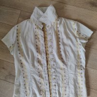 Дамска риза кремава с класическа бродерия, снимка 3 - Ризи - 42649546
