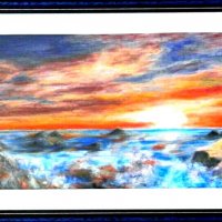 Четворка оригинали "Море" - маслен пастел на Сент, снимка 1 - Други ценни предмети - 36674457