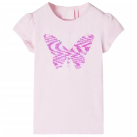 Детска тениска с ръкави капаче, меко розово, 140（SKU:10833, снимка 1 - Детски тениски и потници - 44815954