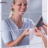 9 бр листи 15x15 см огледално фолио самозалепващо огледало за стена плочки баня огледални стикери, снимка 1 - Декорация за дома - 29638145