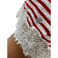 Дамска блуза SUPERDRY размер M червено бяло райе дантела, снимка 2 - Блузи с дълъг ръкав и пуловери - 44570456