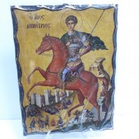Голяма икона на Свети Димитър - ръчна изработка, снимка 8 - Икони - 37640280