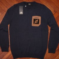 Fendi мъжки пуловер тъмно син размер ХL и М нов с етикет, снимка 7 - Пуловери - 35025187