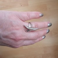 Уникален, креативен, сребърен 925 пръстен, снимка 2 - Пръстени - 32011630