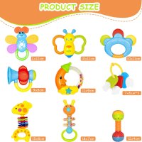 Комплект 11 образователни играчки с дрънкалки и гризалки за новородени за бебета 0-12 месеца, снимка 4 - Дрънкалки и чесалки - 44387478