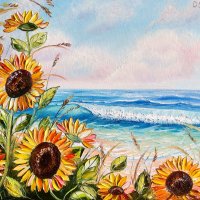 Пейзаж със слънчогледи | Картина за кухня, снимка 1 - Картини - 44161796