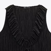 Zara-Нова плисирана блуза с волани, снимка 4 - Тениски - 37979468