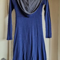 Плетена синя рокля с качулка, снимка 2 - Рокли - 42388469