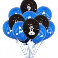 2 бр Астронавт космонавт Ракета Обикновен надуваем латекс латексов балон парти, снимка 1 - Други - 29683974