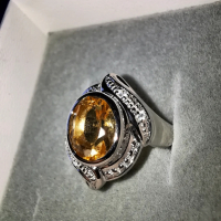Елегантен сребърен 925 пръстен с родиево покритие и Натурален Цитрин и Циркони!, снимка 6 - Пръстени - 44632370