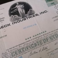 Сертификат за притежание на 100 акции (САЩ) | Beck Industries Inc. | 1970г., снимка 2 - Други ценни предмети - 29146808