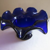 Красива кобалт синя фруктиера, стъкло, снимка 8 - Декорация за дома - 40203776