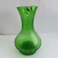 Стара стъклена кана цветно зелено стъкло, снимка 4 - Антикварни и старинни предмети - 29570816