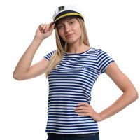 Дамски моряшки сет: тениска и капитанска шапка, снимка 3 - Тениски - 29975136