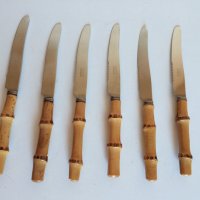 6 броя сервизни /десертни ножове Solingen с бамбукови дръжки, снимка 1 - Антикварни и старинни предмети - 37323899
