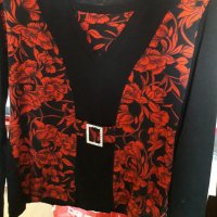 Дамска блуза с дълъг ръкав с тока черно и червено, снимка 2 - Блузи с дълъг ръкав и пуловери - 30061984