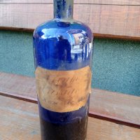 Уникално старо шише,син кобалт,канелево масло, снимка 5 - Антикварни и старинни предмети - 35625863