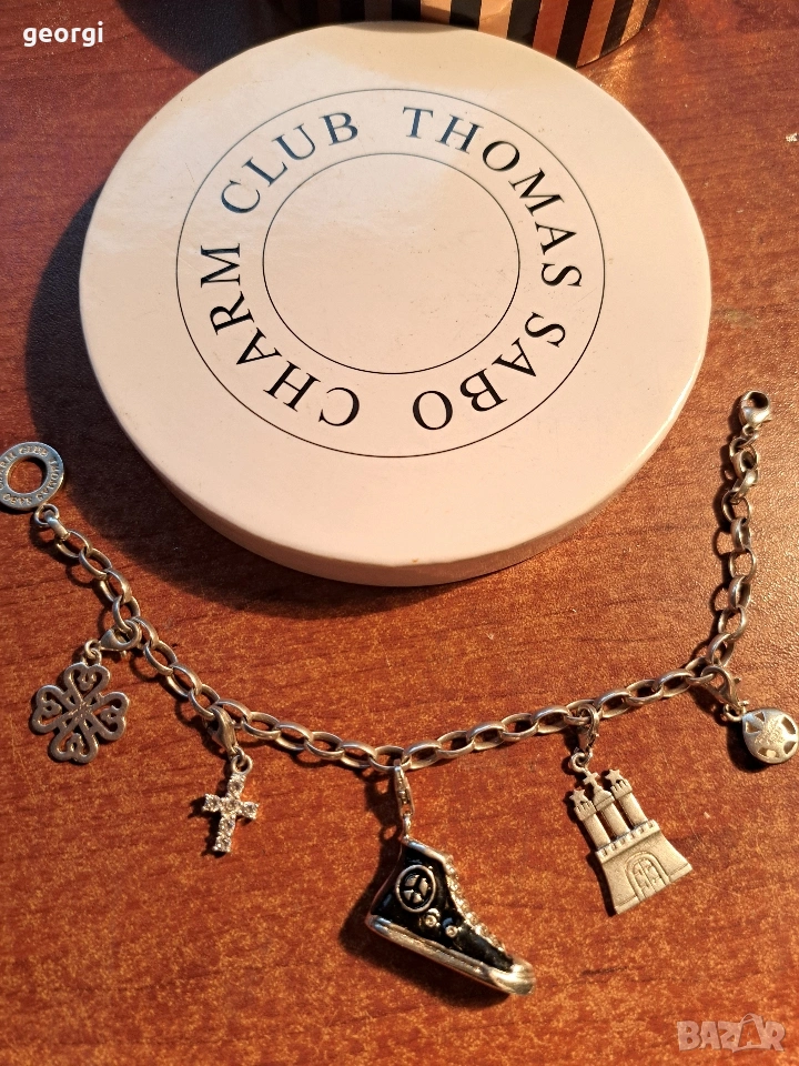 сребърна гривна Thomas sabo Charm club със 5 талисманчета , снимка 1