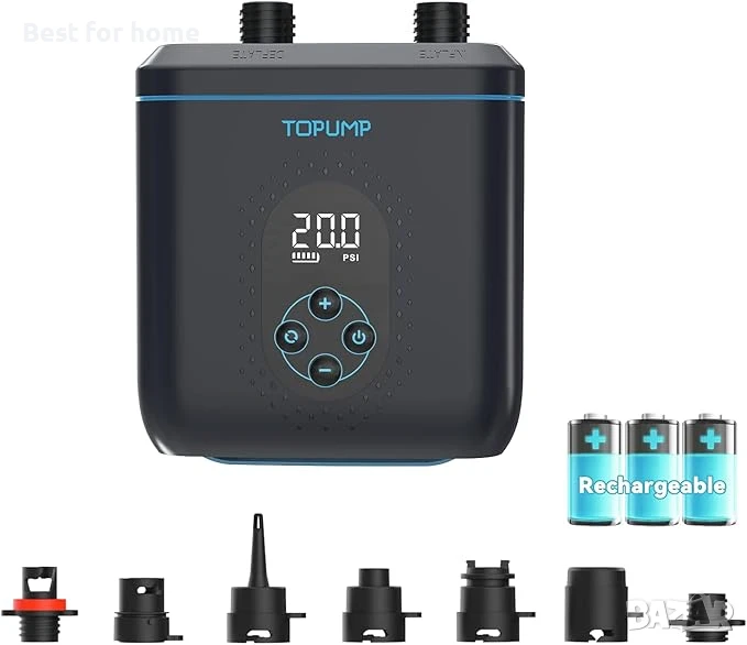  TOPUMP Електрическа ,акумулаторна, двустепенна помпа за SUP със 7 дюзи , снимка 1