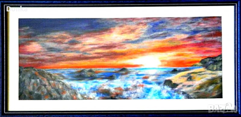 Четворка оригинали "Море" - маслен пастел на Сент, снимка 1