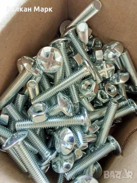Болтове с полуобла глава и широка периферия Zn, PZ,М6х35 +гайки – 100 броя 🔩, снимка 1