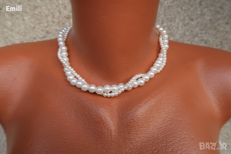 Ръчно изработено двойно колие с еко перли, снимка 1