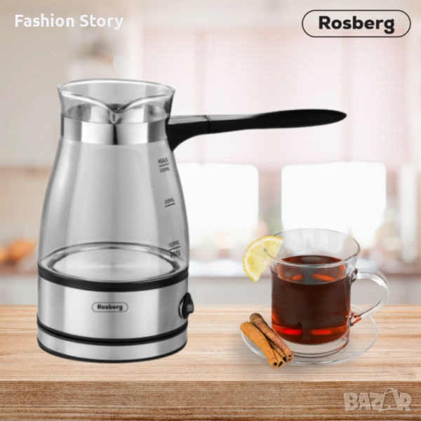 Джезве електрическо Rosberg, 600W, 500 мл., Стъклено, 2 ГОДИНИ ГАРАНЦИЯ, снимка 1